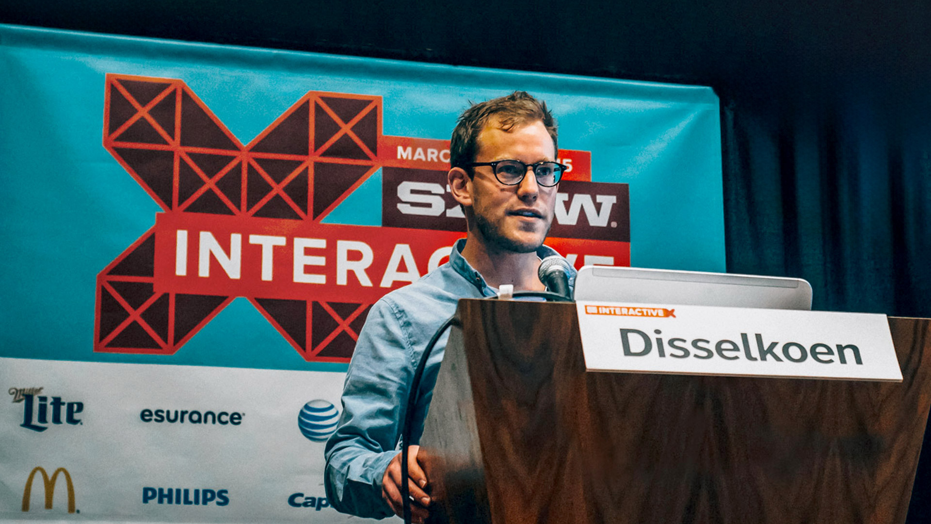 Daniel Disselkoen speaking at SXSW